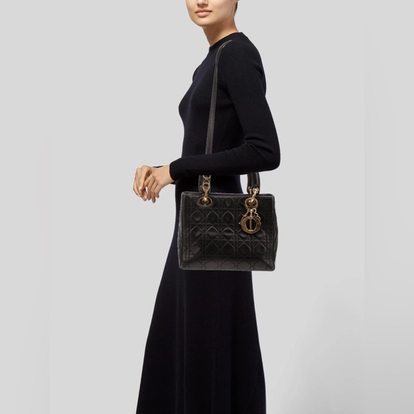 RARE Vintage Dior Lady Dior Bag Medium Cannage - Picture 5 of 13